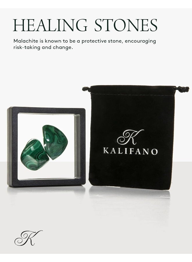 KALIFANO Tumbled Malachite Bundle - AAA+ Jewelry Grade Reiki Crystal Used for Protection and Positive Change - Piedras Caidas for Wicca/Healing (Family Owned) - Image 2